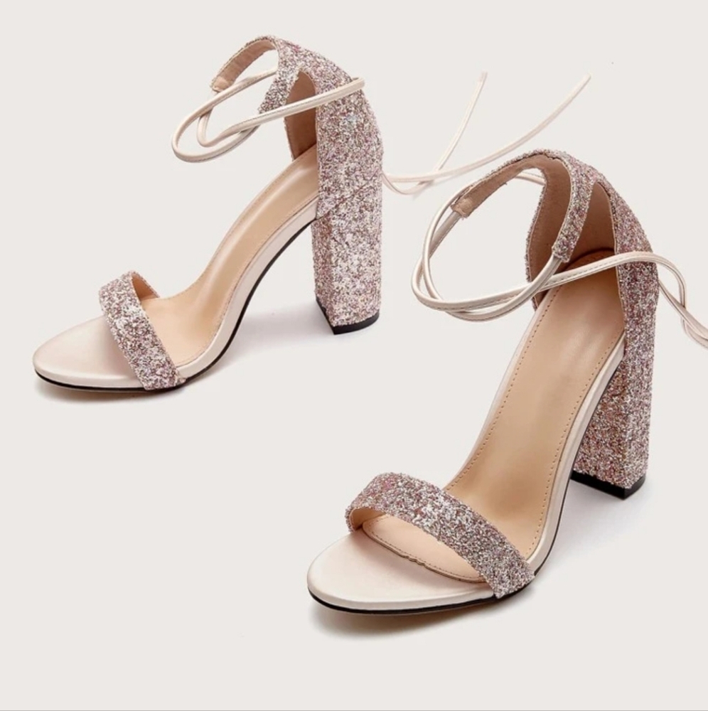 SHEIN Pink Glitter Heels - Picture 2 of 6